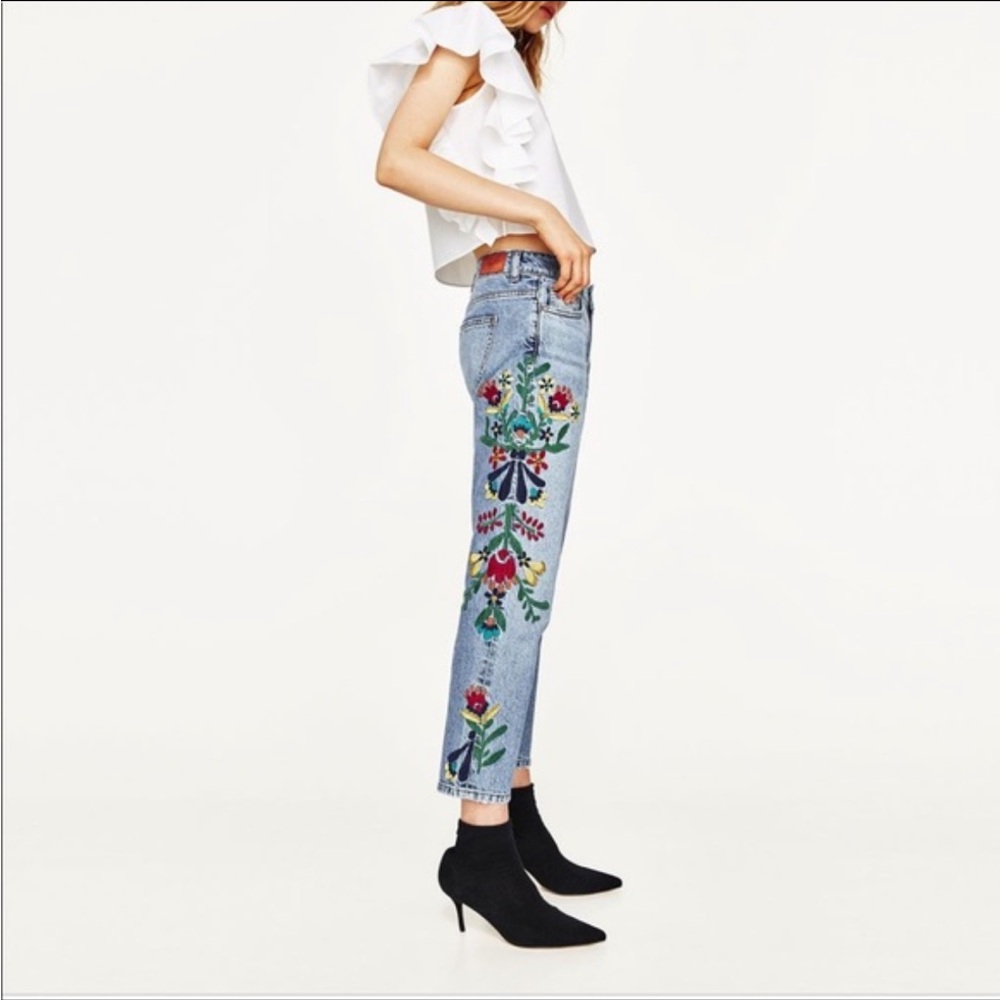 Zara embroidered jeans
